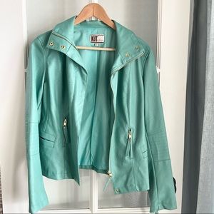 Kut from the Kloth turquoise faux leather jacket